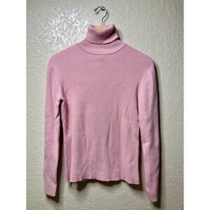 VTG Brooks Brothers 346 Turtleneck Womens M Babydoll Pink Ribbed Top 90s Y2K